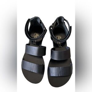 Bonpoint Leather Sandals Sz:37 Black Leather